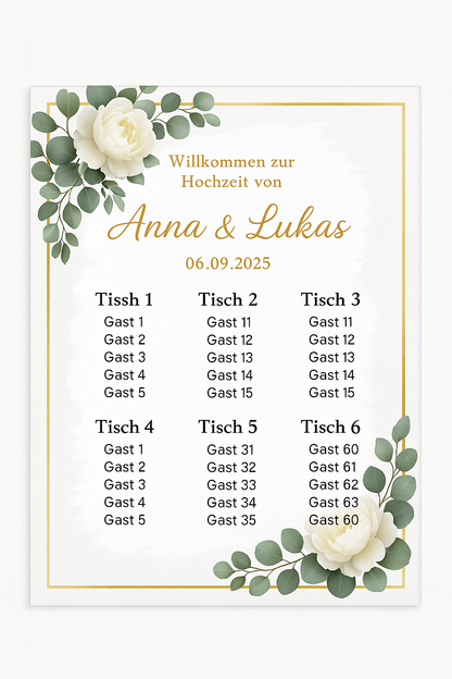 Tablica z planem stołów – personalizowana