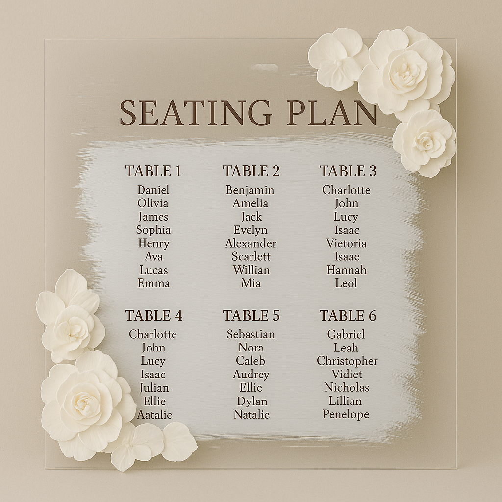 Tablica z planem stołów – personalizowana
