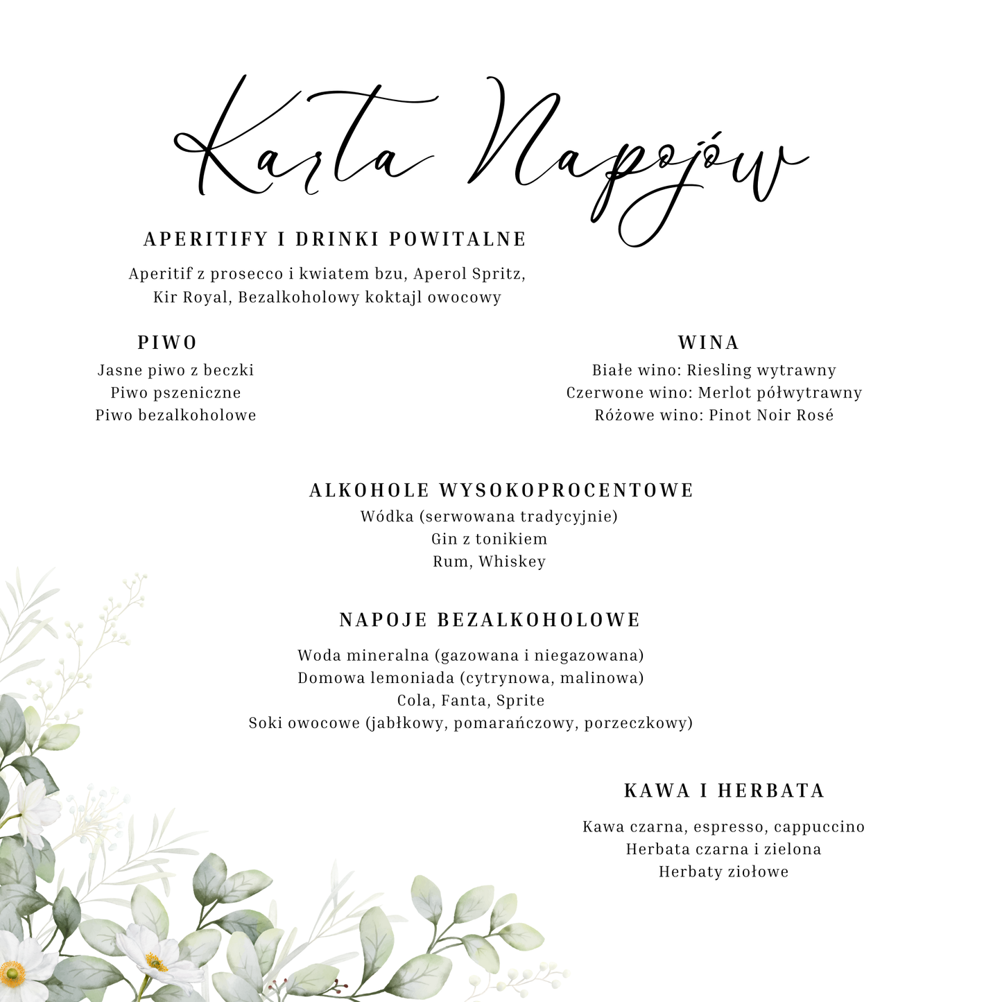 Karty menu & karty napojów – personalizowane