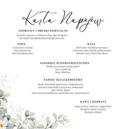 Karty menu & karty napojów – personalizowane